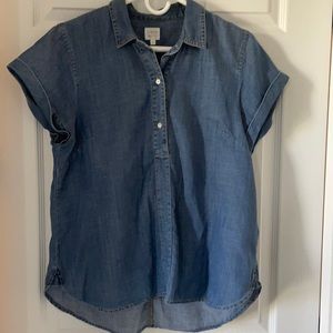 J crew shirt-sleeved denim shirt